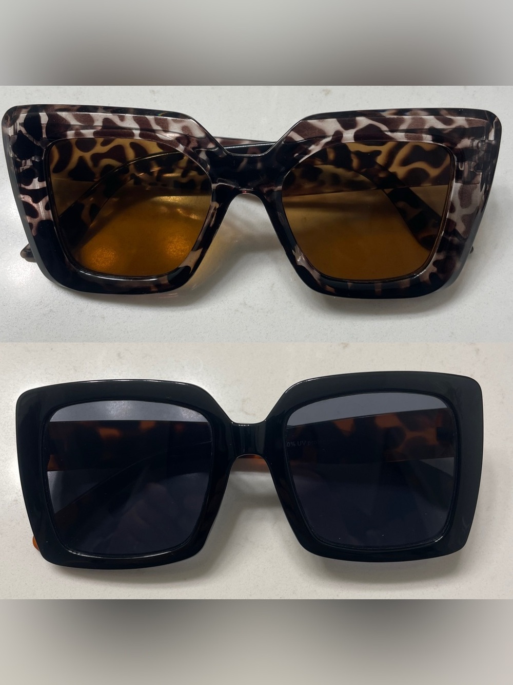 Two Square Oversized Sunglasses - Tortoise & Black